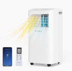 ROVSUN WiFi Enabled Smart 8000 BTU Portable Air Conditioner with Remote & APP Control, 3-in-1 Cooler, Dehumidifier & Fan, Powerful Room Mobile AC Unit with Rolling Wheels & Easy Installation Kit