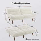 Convertible Futon Sofa Bed, 66 Inch Corduroy Futon Sofa Recliner Sofa Bed for Small Spaces, Playrooms or Offices