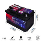 MM-H5 Start and Stop Car BCI Group Size 47 12V 60 AH, 100RC, 680 CCA Rechargeable AGM Car Battery