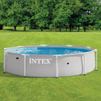 Intex: Prism Frame Premium Pool Set - 10ft x 30in, Grey, Above Ground Swimming Pool, Cartridge Filter Pump, Puncture Resistant, T-Joint Snap Assembly