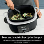 Ninja Slow Cooker 8.5 Quart Multi Cooker with Dutch oven steamer glass lid with integrated spoon