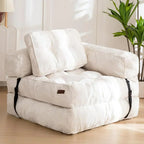 Folding Sofa Bed L-Shaped Convertible Sofa Bed with Armrests and Pillows