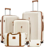 5-piece PP hardshell lightweight travel carry-on luggage set with dual spinner wheels