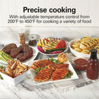 Electric Indoor Searing Grill with Viewing Window & Adjustable Temperature Control to 450F, 118 sq. in. Surface Serves 6, PFAS-Free Removable Nonstick Grate, Stainless Steel