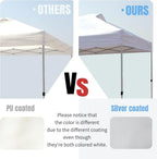 10x10 Pop-Up Awning One-Click Installation Beach Tent Outdoor Sunshade Silver Coated Top