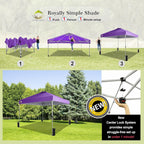 10x10 Pop-Up Awning One-Click Installation Beach Tent Outdoor Sunshade Silver Coated Top