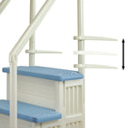Aqua Select White Anti-Slip Pool Steps with White Steps and White Outside Flip-up Safety Ladder, 48-54H