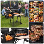 Zimtown BBQ Charcoal Grill Outdoor Barbecue Pit with Offset Smoker Patio Backyard Black