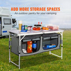 KFFKFF Portable Folding Cook Station Tables, Black