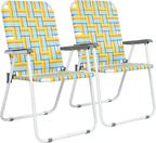 VINGLI Patio Lawn Webbed Folding Chairs Set of 2 Outdoor Beach Portable Lawn Chair