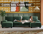 Furmax Sectional Couches for Living Room U-Shaped Sofa Couch Linen Fabric 4 Seat Sofa Set