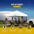 10x10 Pop-Up Awning One-Click Installation Beach Tent Outdoor Sunshade Silver Coated Top