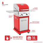 Nexgrill Deluxe 2-Burner Gas Grill with 401 SQ In Grate, 28000 BTUs, Stainless Steel Control Panel & Foldable Side Table, Propane BBQ Grill for Outdoor Cooking, Patios, Backyards and More -720-0864RA