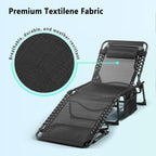 Unovivy Outdoor Chaise Lounge Chairs Portable Folding Pool Lounge Chair with Reclining Back