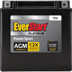 EverStart Platinum AGM Power Sport Battery, Group Size TX14 12 Volt, 200 CCA