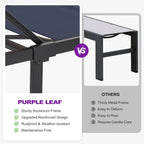 PURPLE LEAF Patio Tanning Lounge Chair Set with Face Down Hole Outdoor Aluminum Adjustable Reclining Chairs Wheels Pillows and Table for Poolside Beach Sunbathing Lounger, Beige