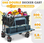 400L Large Capacity Folding Double Decker Wagon with Brakes 50 Extra Long Extender Cart