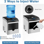 COSTWAY Countertop Ice Maker with Water Dispenser, 3 Sizes Bullet Shaped Ice, 48lbs/Day, Fast Ready in 6 Minutes, Ice Machine with Cold Water for Home Bar Kitchen Office