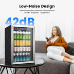 Beverage Refrigerator Cooler 126 Can Mini Fridge Glass Door for Drinks Soda Beer Wine Refrigerator