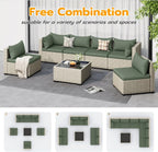 UDPATIO Outdoor Patio Furniture Set, 7-Piece PE Wicker Sectional Sofa with Tea Table, Outdoor Conversation Set for Patio, Garden, Backyard Green