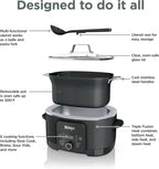 Ninja Slow Cooker 8.5 Quart Multi Cooker with Dutch oven steamer glass lid with integrated spoon
