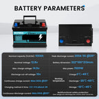 12v 50ah LiFePO4 Battery with 100A BMS Lithium Iron Phosphate Battery for Home Energy Storage Boat Marine Camping
