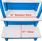 Aqua Select White Anti-Slip Pool Steps with White Steps and White Outside Flip-up Safety Ladder, 48-54H