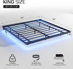 OLEVS Floating Bed Frame Queen Size with Smart LED Lights Modern Metal Platform Bed