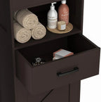 Homhedy 67 H Tall Bathroom Storage Cabinet with 2 Barn Doors and 1 Drawer Narrow Storage Unit