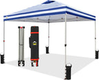 10x10 Pop-Up Awning One-Click Installation Beach Tent Outdoor Sunshade Silver Coated Top
