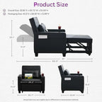 Adult Convertible Sleeper Chair Bed 3-in-1 Pull-Out Sofa Bed with USB/Type-C Ports Cup Holders