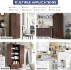 JXQTLINGMU Farmhouse Kitchen Pantry 72 Tall Wood Kitchen Storage Cabinet Adjustable Shelves