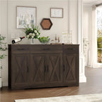 Sideboard with drawers, large 55-inch sideboard, sideboard storage with shelves and doors, modern farmhouse coffee bar wood kitchen dining table