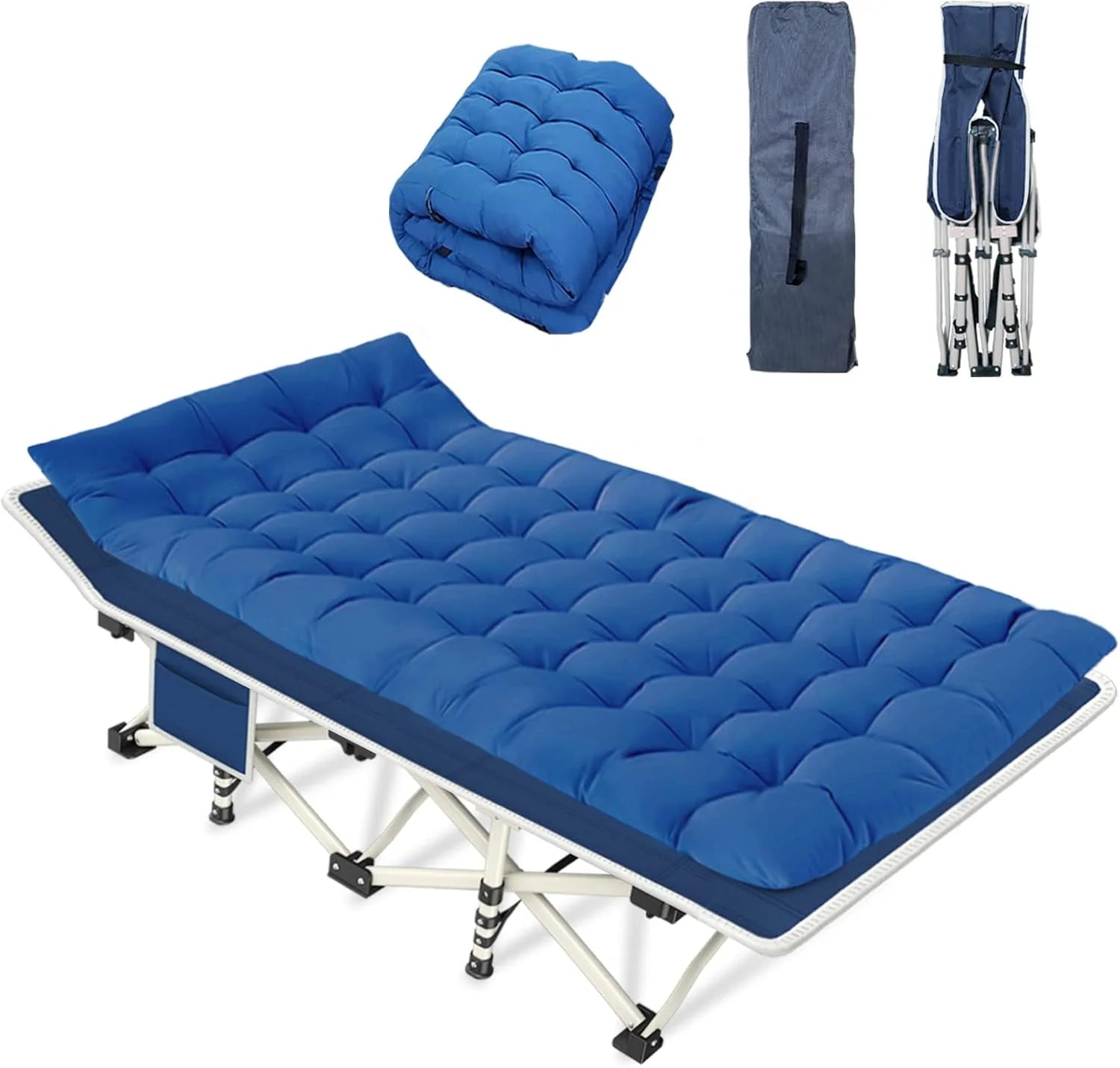 2 Pack Camping Cot with Mattress Comfortable Sleeping Cot Camping Cots for Adults 2 Person Folding Cot Heavy Duty Cots for Sleeping with Carry Bag Outdoor Indoor Home Vacation