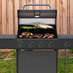 Expert Grill, 4-Burner Propane Gas Grill with Side Table and Wheels, Stainless Steel