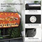 Outsunny Barrel Charcoal BBQ Grill with 420 sq.in. Cooking Area, Wheeled Outdoor Barbecue, Black
