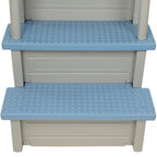 Aqua Select White Anti-Slip Pool Steps with White Steps and White Outside Flip-up Safety Ladder, 48-54H