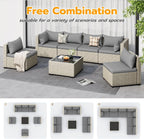UDPATIO Outdoor Patio Furniture Set, 7-Piece PE Wicker Sectional Sofa with Tea Table, Outdoor Conversation Set for Patio, Garden, Backyard Green