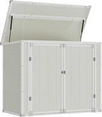 Amopatio 41 Cu Ft Horizontal Outdoor Storage Shed Resin Trash Can Storage Resin Shed Garden Tools