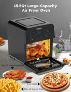 Nuwave Brio 15.5Qt Air Fryer & Broiler with 50°-425°F Temperature Control, 100 Presets and 50 Memory, Integrated Smart Thermometer, and Linear T Technology