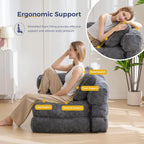 Folding Sofa Bed L-Shaped Convertible Sofa Bed with Armrests and Pillows