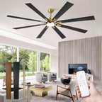 ZMISHIBO 72 inch Large Ceiling Fans with Lights and Remote, Indoor/Outdoor Black Modern Ceiling Fan for Kitchen Living Room Patio, 6 Speed Reversible Quiet DC Motor, 3 CCT, Dual Finish 8 Blades