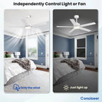 Modern Ceiling Fans with Lights, 72 Inch Ceiling Fan with Light and Remote, Bedroom Living Room Library Cafe Outdoor/Industrial,24W 3CCT Dimmable, 8 Blades 6 Speed Reversible Quiet DC Motor, Black