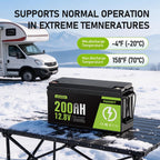 12V 200Ah LiFePO4 Battery 2560Wh Deep Cycle Lithium Battery 200A BMS, 15000+ Cycles, Low-Temp Cutoff Protection, Lithium Battery for RV, Marine, Solar, Off Grid, Backup Power