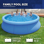Honeydrill 12 ft x 36 in Above Ground Inflatable Pools, Top Ring Easy-Set Round Pool, Blue