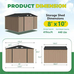 Devoko Outdoor Storage Shed Lockable Metal Garden Shed Steel Anti-Corrosion Storage House