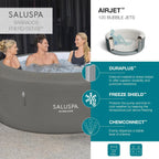 Bestway SaluSpa Miami EnergySense AirJet Inflatable Hot Tub Spa (71 x 26) | Portable Hot Tub with 2 Covers (1 Energy-Efficient Thermal Cover and 1 Standard Cover) | Fits Up to 2-4 Persons | Black