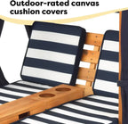 KidKraft Wooden Outdoor Double Chaise Lounge with Cup Holders Kids Patio Furniture Honey