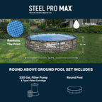 Bestway Steel Pro MAX 10'x30\ Metal Frame Above Ground Pool Set w/ Filter Pump & Cartridge