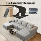 107.5 Cloud Modular Sectional Sofa Couch with L-Shape Chaise,Modern Minimalist Upholstered Couches